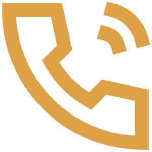 Yellow phone icon with sound waves, indicating a call or communication feature.